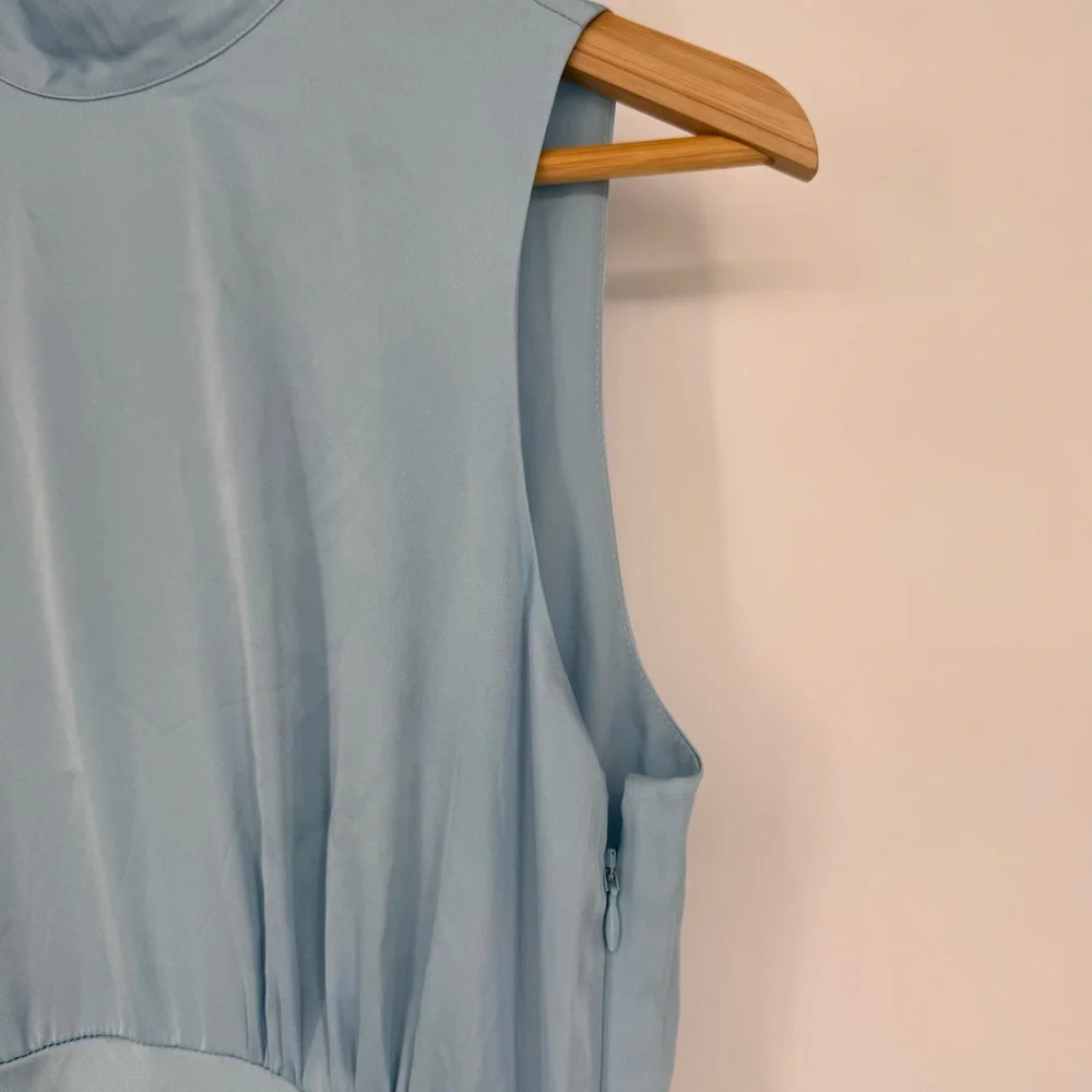 Favorite Daughter The Whisk Me Away Satin Dress High neck bow tie 6 - Picture 13 of 15